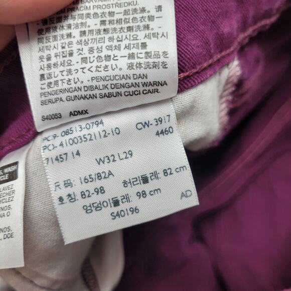 Levis 513 slim straight jeans maroon red purple plum 32x29 - Picture 5 of 8